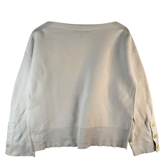 J.Crew Women's S Cream‎ Cotton Blend Sweater Button Sleeve Minimalist Coastal - Picture 2 of 7